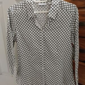 New York & Company Black and White Geometric Shirt